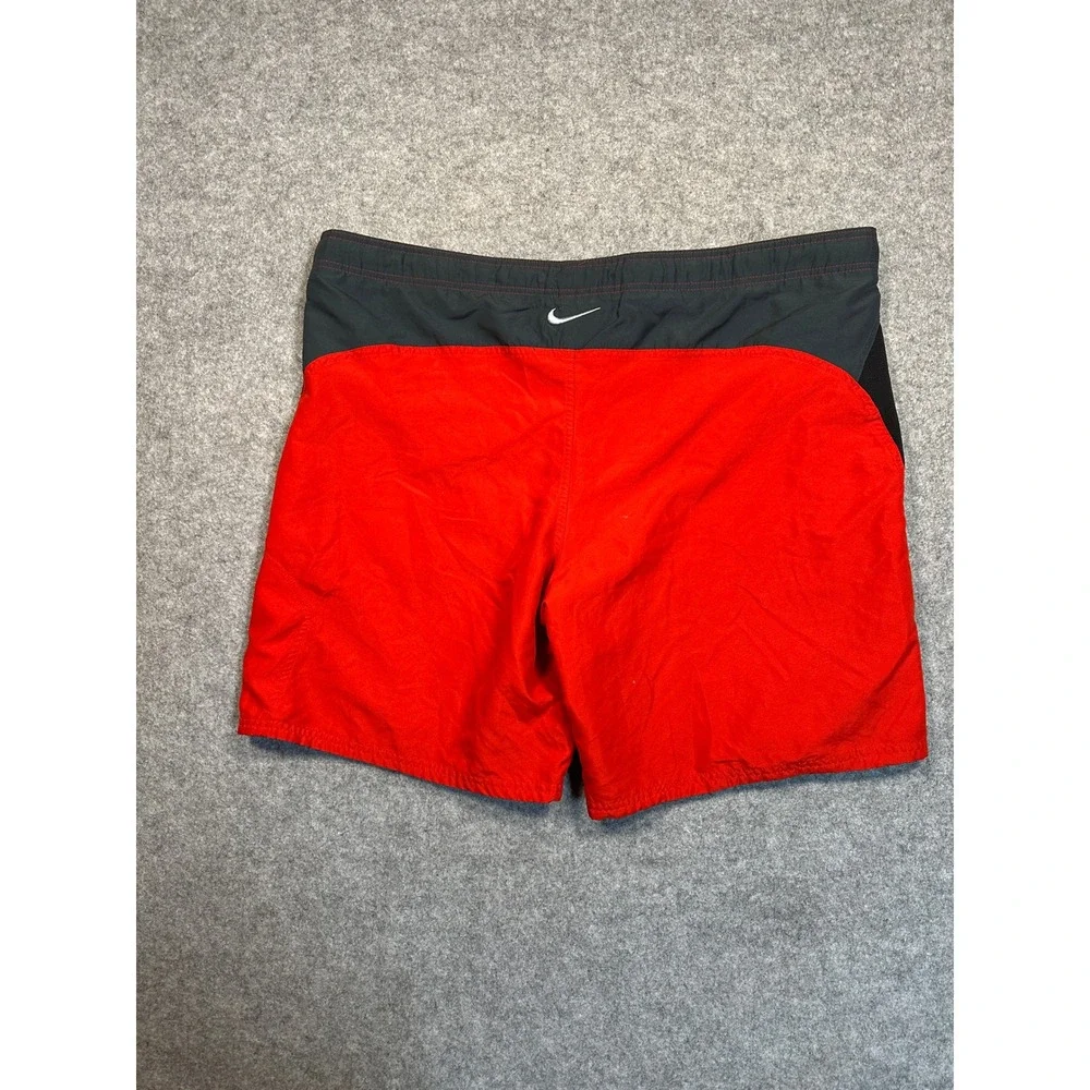 Nike Swim Board‎ Shorts XL Red Grey Colorblock Quick Dry Polyester